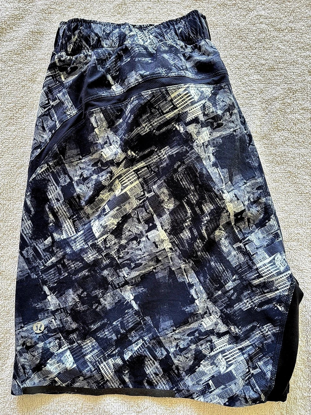 lululemon T.H.E. Short (City Sights Caspian Blue Print) Board Shorts Blue & Gray